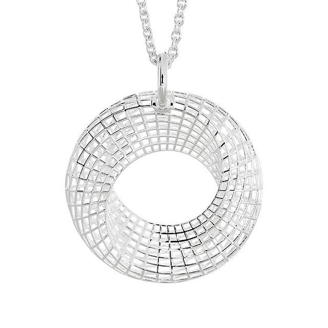 Anhänger Gitternetz Silber hell 34 mm ohne Ankerkette 