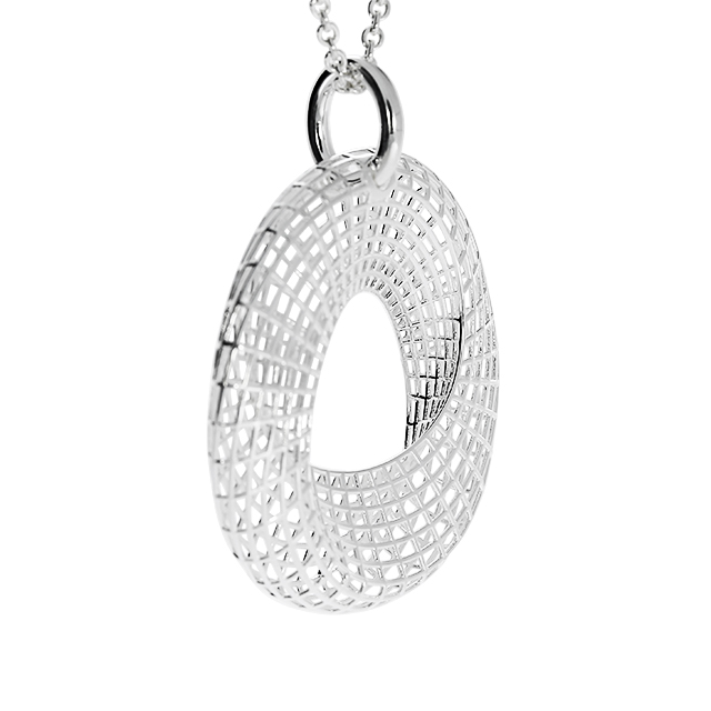 Anhänger Gitternetz Silber hell 34 mm ohne Ankerkette 