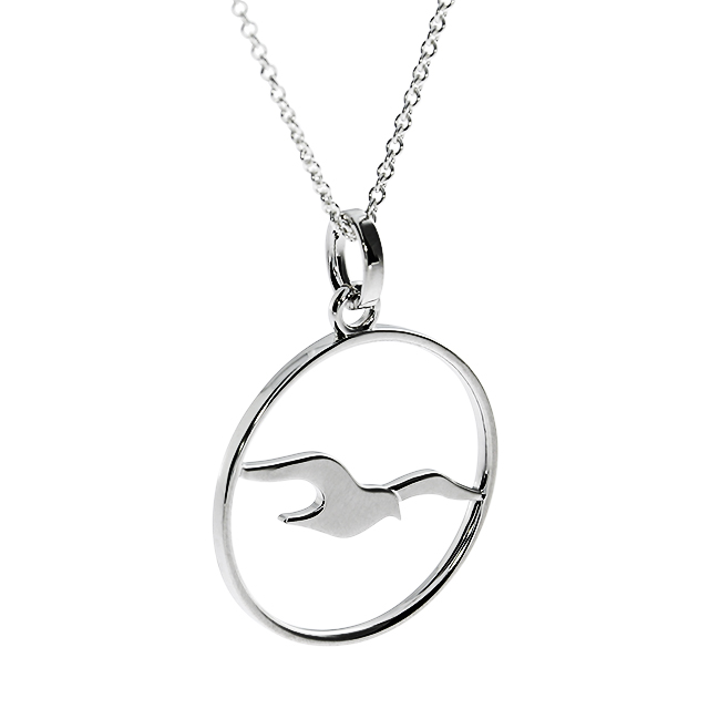 Anhänger Sylt Möwe 925 Silber rhodiniert rund 20 mm ohne Ankerkette