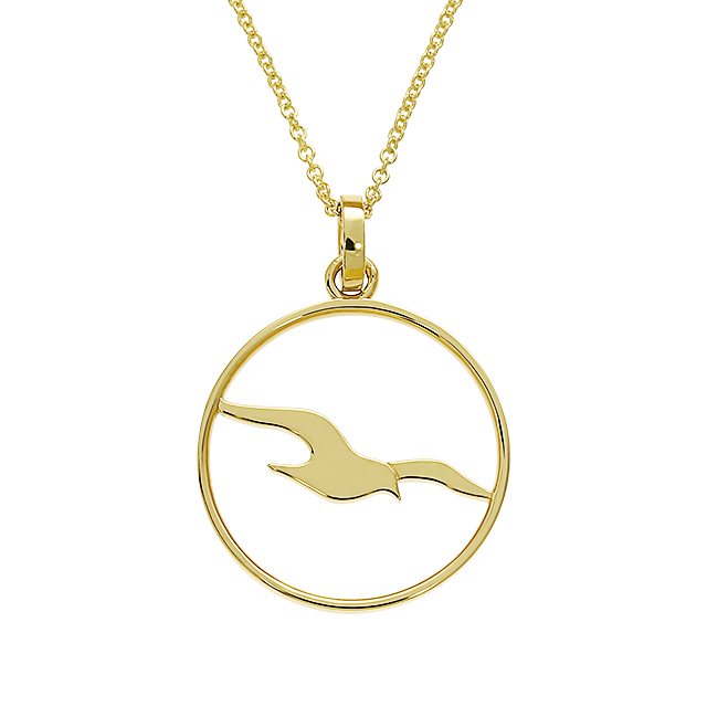 Anhänger Sylt Möwe Silber gold-plattiert rund 20 mm ohne Ankerkette