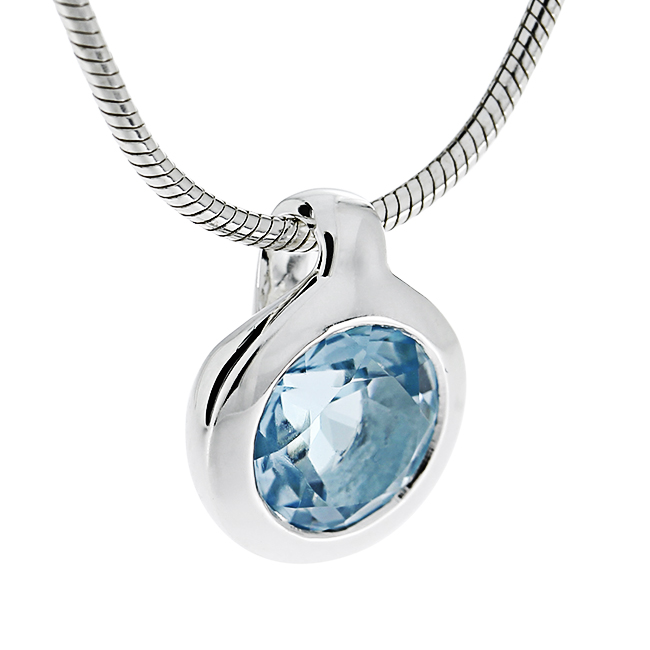 Anhänger Silber Sky blue Topas rund 7 mm  ohne Kette
