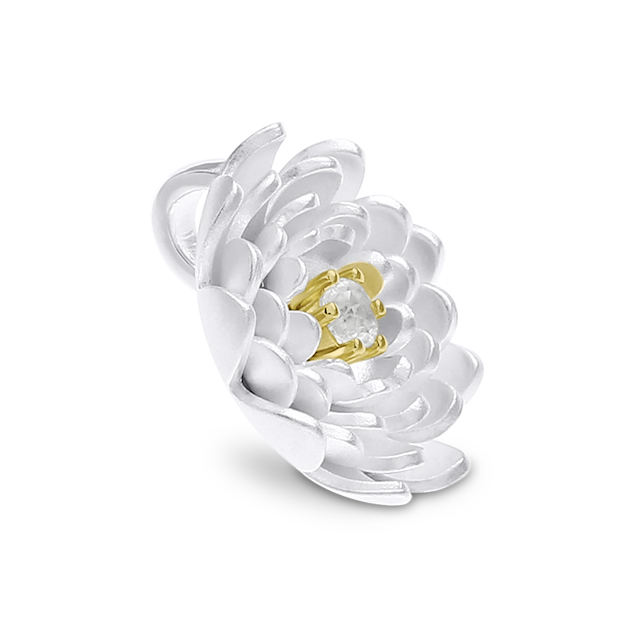 Anhänger Lotusblüte Silber hell rund 14 mm ohne Schlangenkette