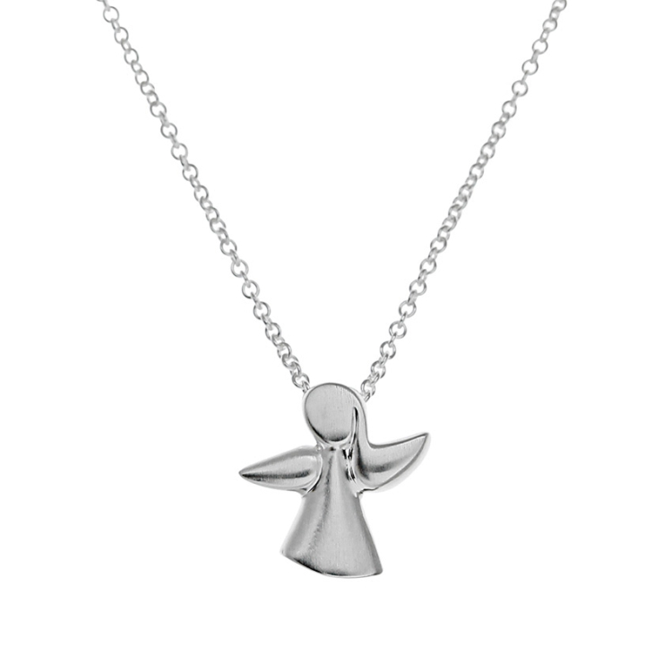 Anhänger Schutzengel Midi Silber hell 12 mm rhodinioert, inkl. Ankerkette