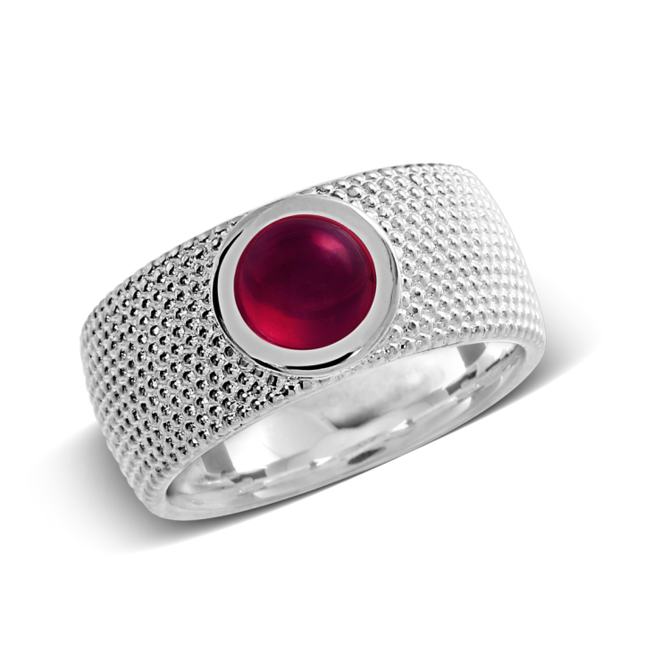 Ring Dots Silber pinkTurmalin 7 mm rund Ringweite 52