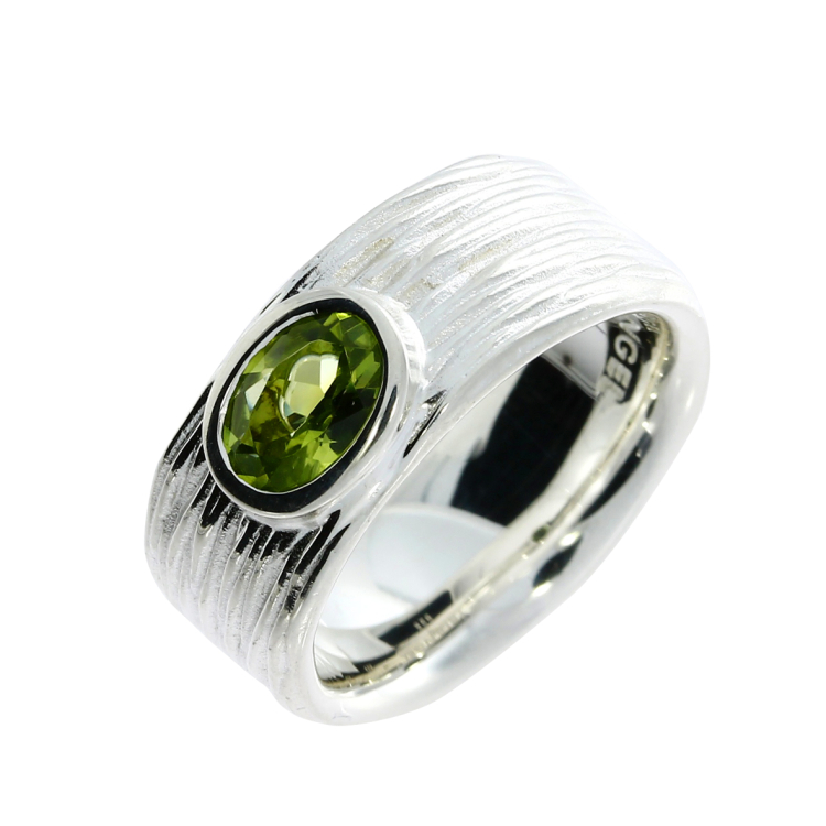 Ring si Crease peridot 7 x5 mm fac Ringweite 52