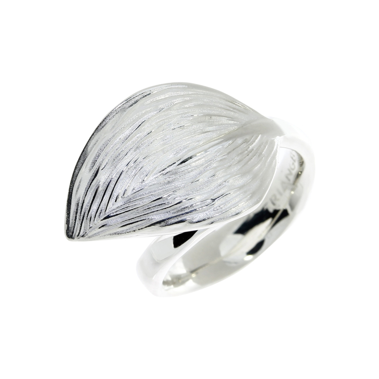 Ring Crease Silber offen kleines Blatt Ringweite 52