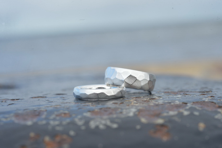 Partner Ring Silber Hammerschlag matt 4 mm breit Ringweite 52