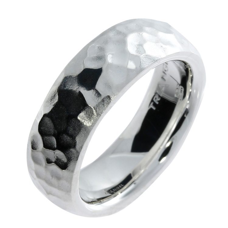 Partner Ring Silber Hammerschlag matt 7 mm breit Ringweite 52