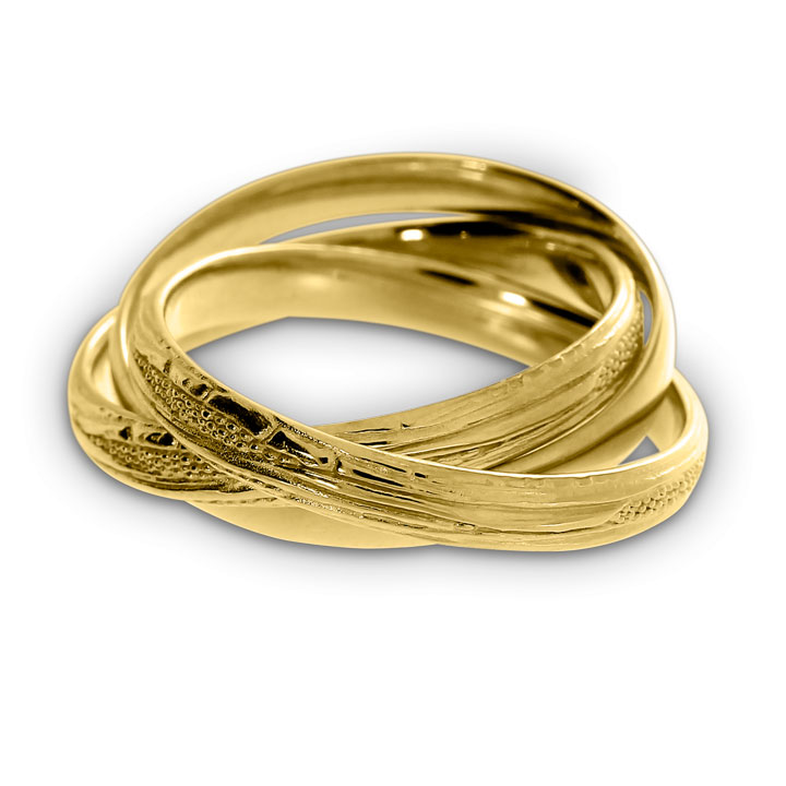 Ring Strandcores 3-fach Silber Feinvergoldung Gelbgold Ringweite 52