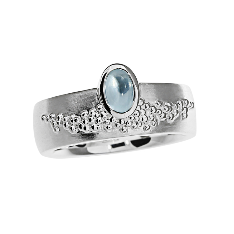 Ring Dots Silber blauer Topas oval cab Ringweite 52
