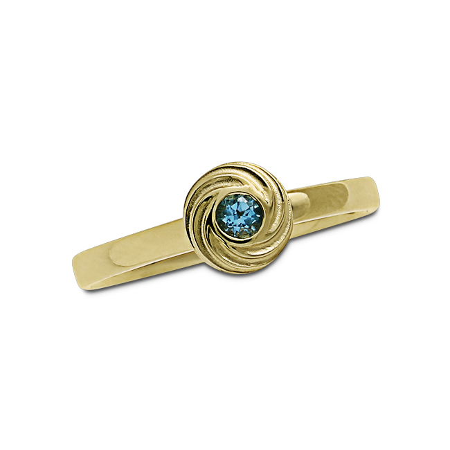 Ring Wave 585 Gelbgold blauer Topas 3 mm fac Ringweite 52