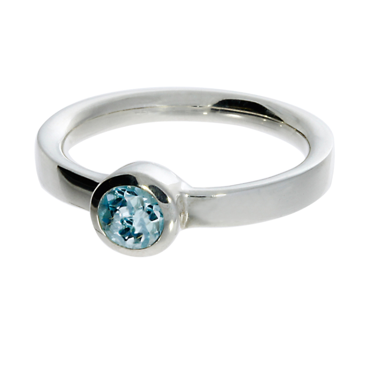 Ring si blauer Topas 5 mm rund fac Ringweite 52