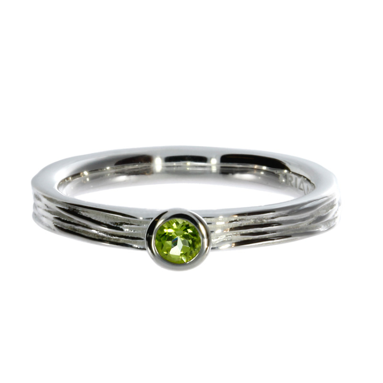 Ring si Crease Silber Peridot 3 mm fac Ringweite 54