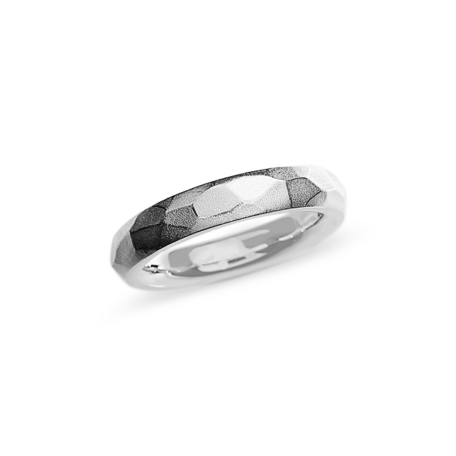 Partner Ring Silber Hammerschlag matt 4 mm breit Ringweite 54