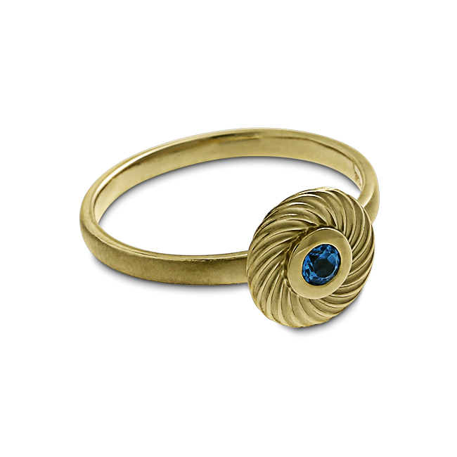 Ring Wave 585 Gelbgold blauer Topas 3 mm fac Ringweite 54