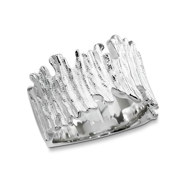 Ring Crease Wood Silber 925 Breite 15 mm Ringweite 54