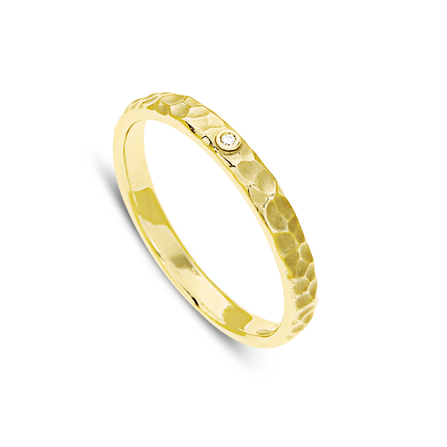 Ring Hammerschlag 585 Gelbgold Diamant 0,25 ct TWsi  Ringweite 54