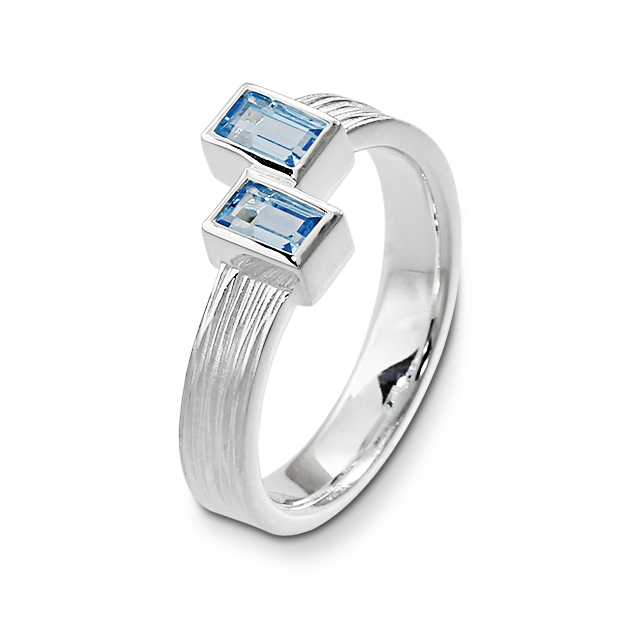 Ring Crease Silber 925 swiss BlueTopas 5 x 3 rechteck Ringweite 56