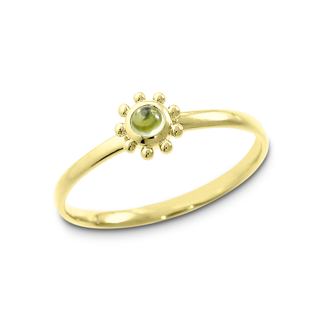 Ring 585 Gelbgold peridot 3 mm cab. Ringweite 56