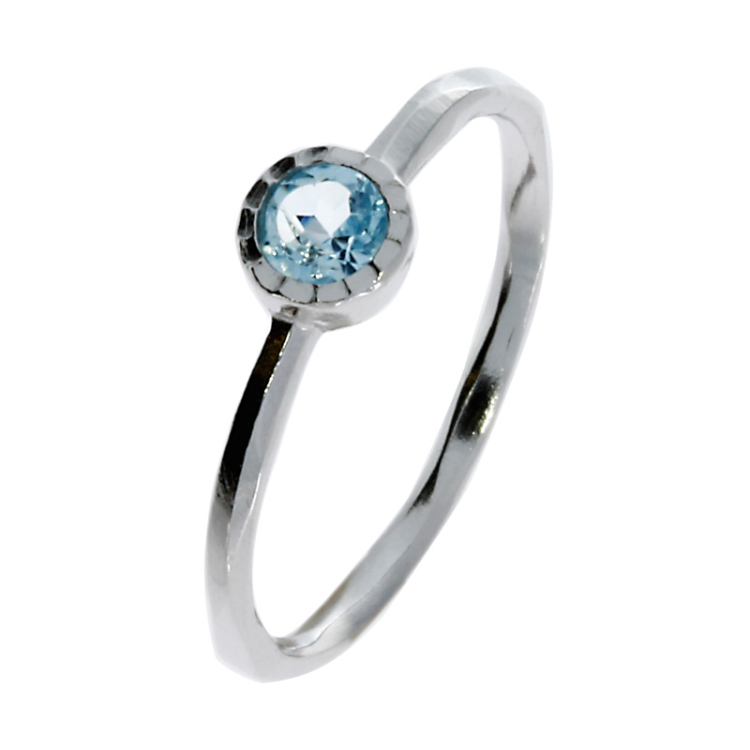 Ring Silber-rhod. blauerTopas  Ringweite 58