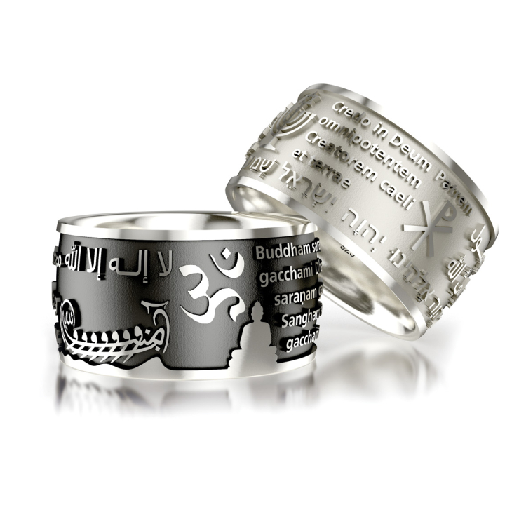 Ring one world Silber oxydiert Ringweite 58