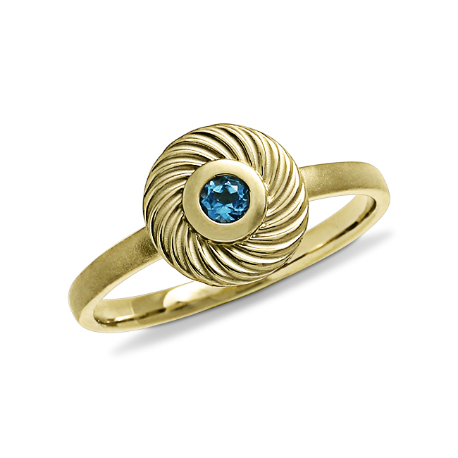 Ring Wave 585 Gelbgold blauer Topas 3 mm fac Ringweite 58