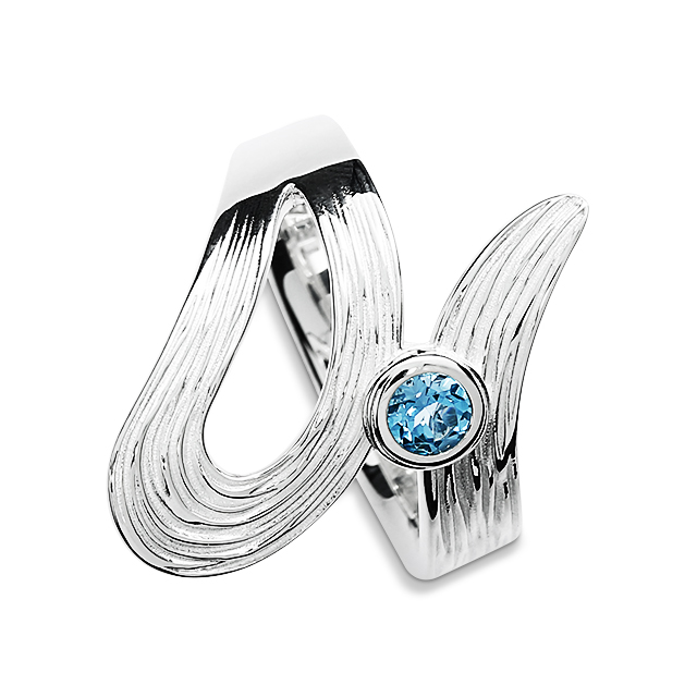 Ring Crease Schlaufe Silber 925 Swiss blue Topas 4 mm fac Ringweite 58