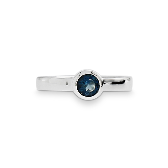 Ring Silber London blueTopas 5 mm rund fac Ringweite 58
