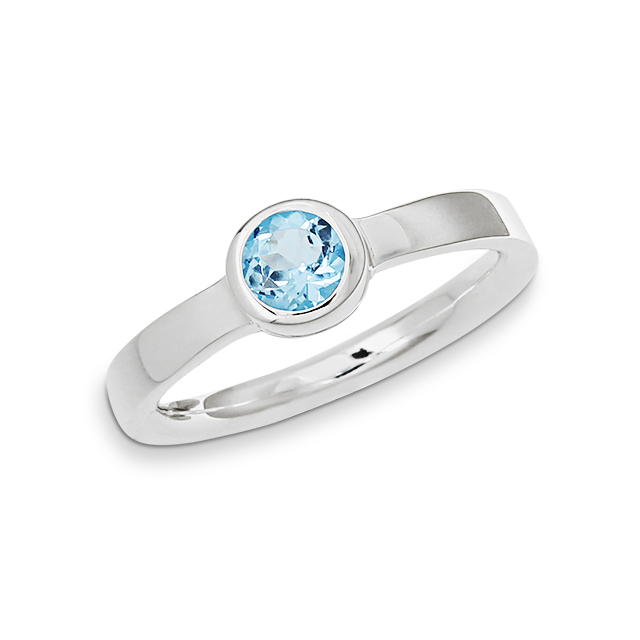 Ring Silber swiss blueTopas 5 mm rund fac Ringweite 62