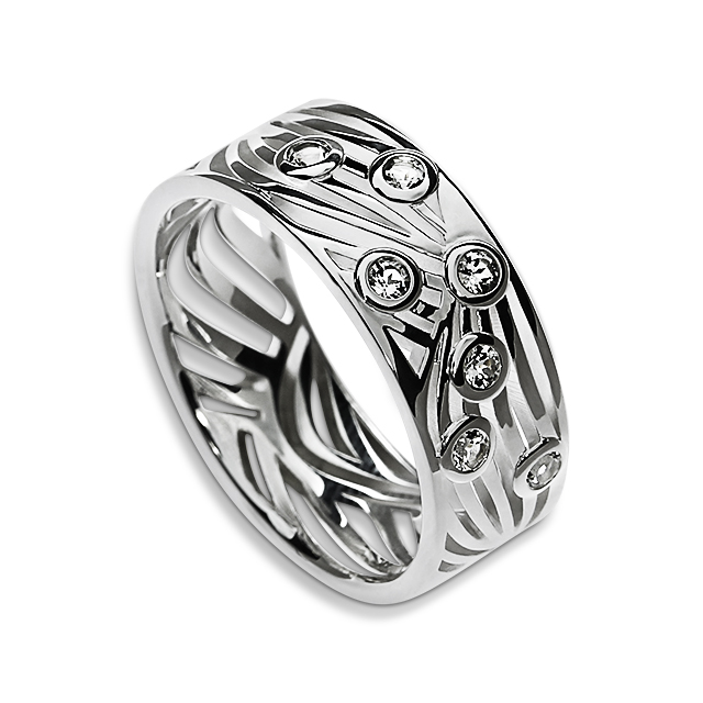 Ring Illusion Silber-hell 8 mm, weißer topas Ringweite 64