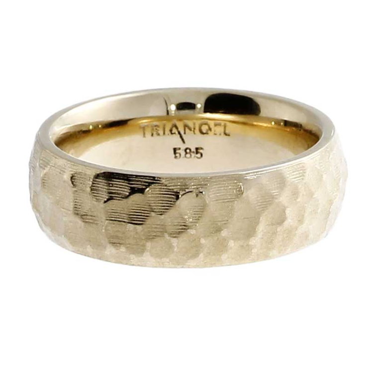 Ring Hammerschlag 585 Gold 7 mm breit Ringweite 68