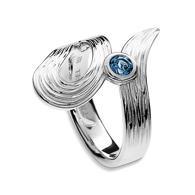 Ring Crease Schlaufe Silber 925 Swiss blue Topas 4 mm fac Ringweite 68