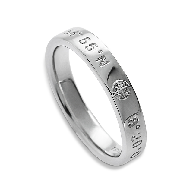 Ring Sylt Koordinaten 3.0 poliert  rhodiniert Ringweite 68