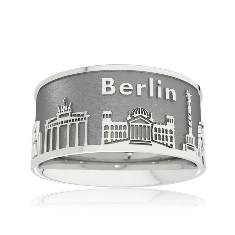 Ring Stadt Berlin Silber oxydiert 10 mm breit Ringweite UNI