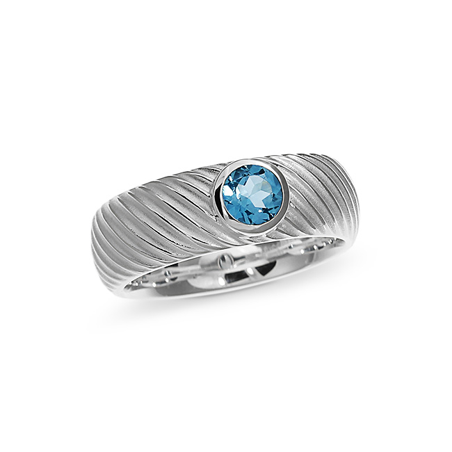 Ring Silber Waves Topas swiss 5 mm rund fac Ringweite UNI