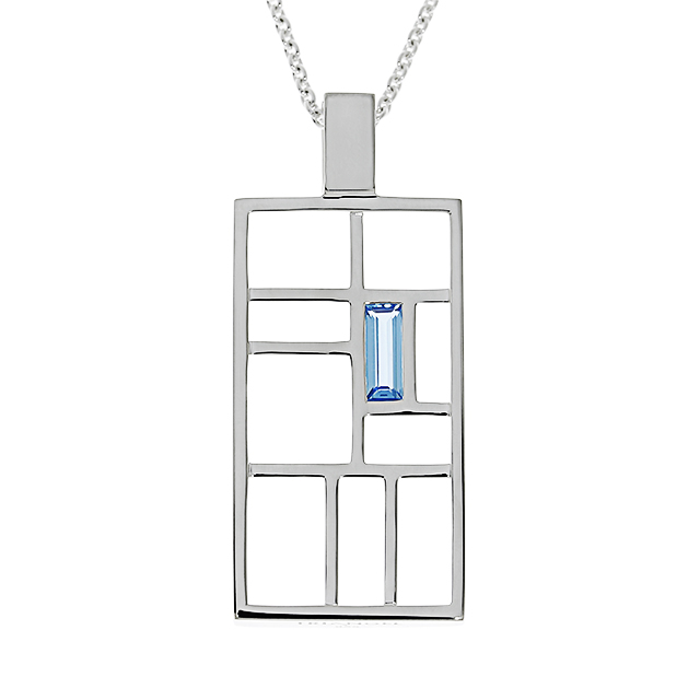 Anhänger nach Miro Silber 18 x 32 mm ohne Kette swiss blue topas 8 x 4 mm baq