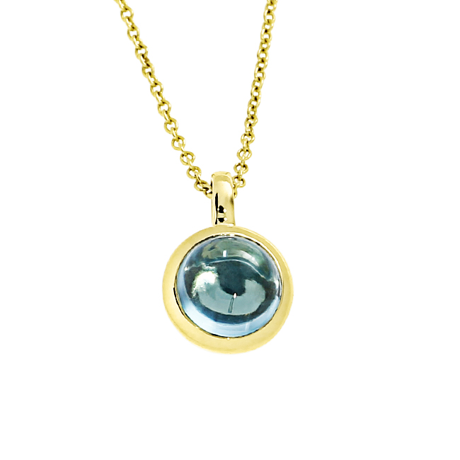 Anhänger Gold 585  Topas Swiss Blue 5 mm cab, ohne Kette