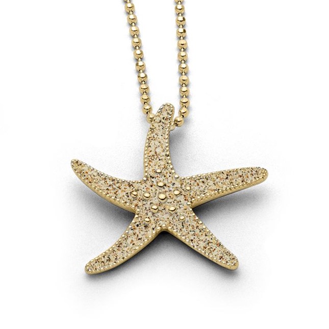 Anhänger Silber Seestern Strandsand Zirkonia 33  mm  vergoldet