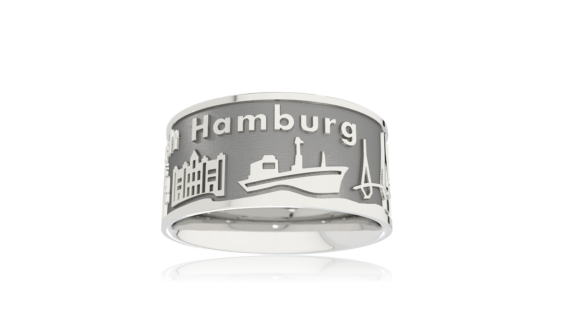 Ring Stadt Hamburg Silber oxydiert