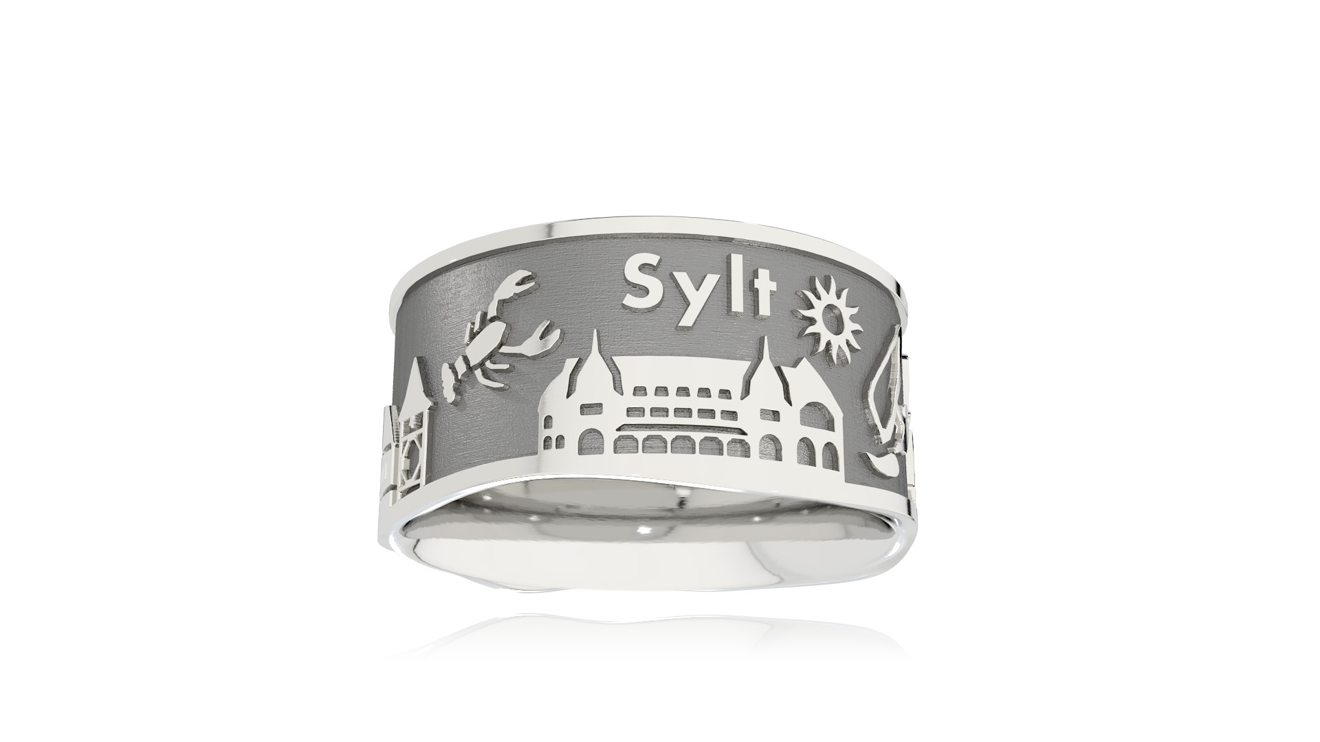 Inselring Sylt Silber oxydiert 10 mm breit