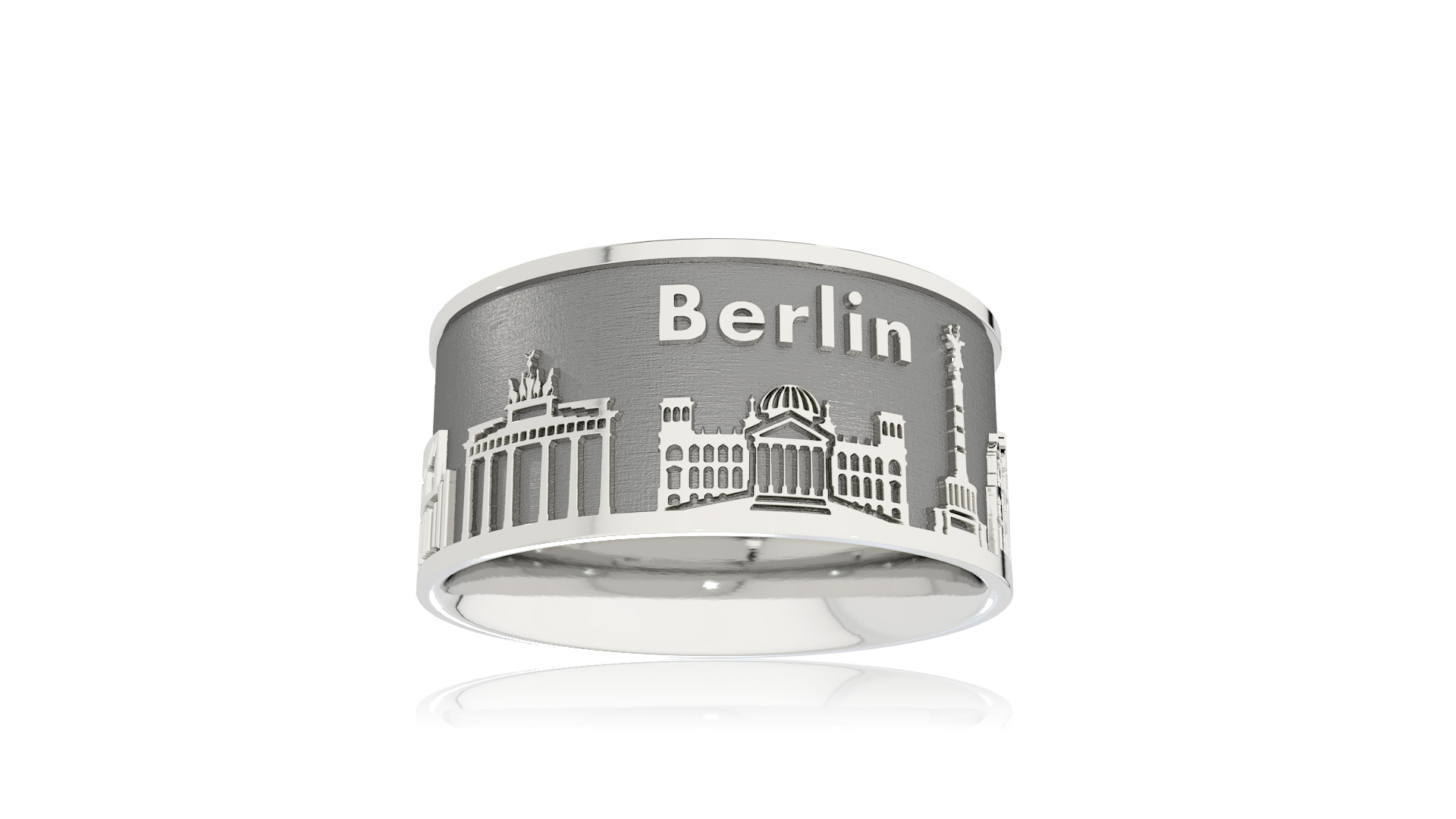 Ring Stadt Berlin Silber oxydiert 10 mm breit